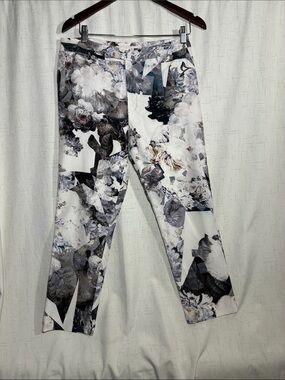 Men's Floral Print Chinos - White Gray